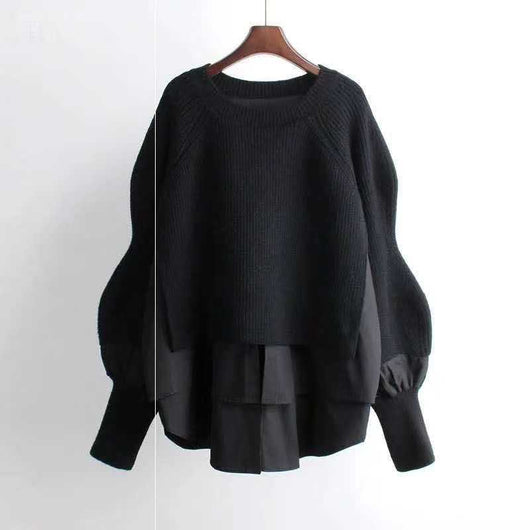 Suéter Mujer Otoño Invierno Estilo Europeo Falsa Dos Piezas Tejido Premium - Image 6