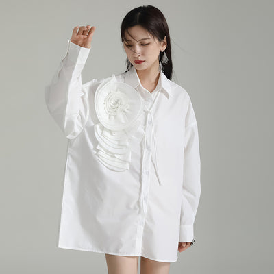 Blusa Larga con Falda Integrada - Diseño Floral 3D con Pliegues - Image 6