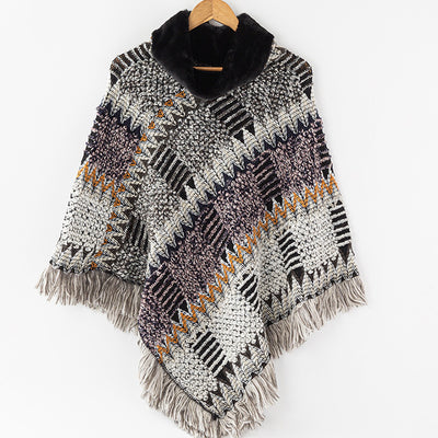 Poncho Cuello Alto Tejido para Otoño e Invierno