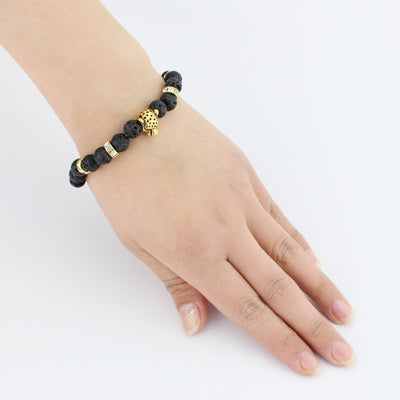 Pulsera de Cuentas Buda en Piedra Volcánica Negra Mate - Image 2