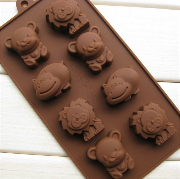 Moldes de Silicona para Repostería - Formas de Animales Hipopótamo, León y Oso