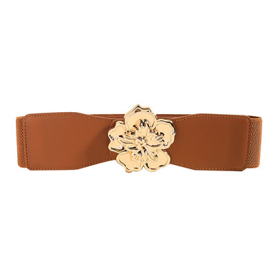 Cinturón Elástico para Mujer con Hebilla Floral Dorada - Accesorio Elegante para Vestidos - Image 26