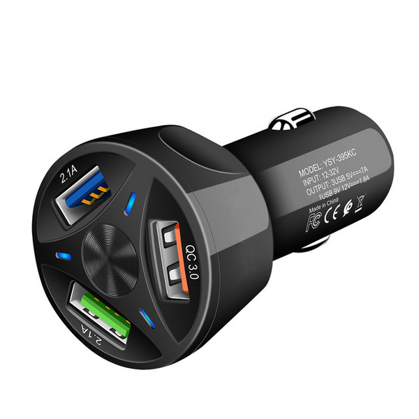 Cargador Rápido USB de 3 Puertos para Auto
