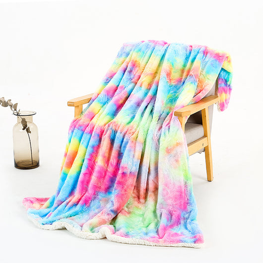 Manta Tie Dye Arcoíris de Doble Capa en Poliéster - Image 6