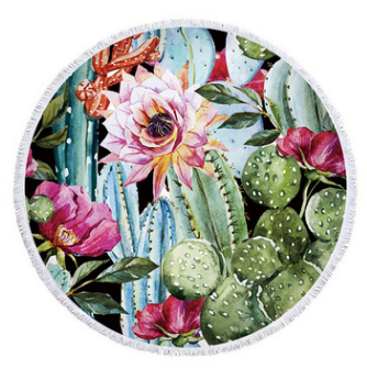 Toalla de Playa Redonda Oasis Cactus - Microfibra Multiusos - Image 4