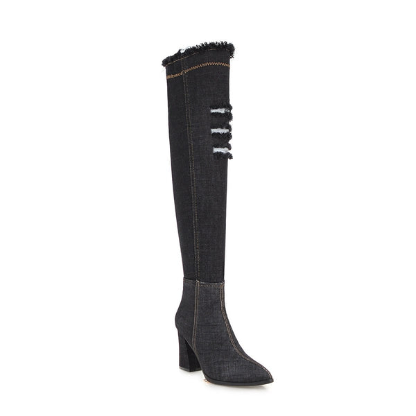 Botas de Denim con Punta Afilada para Mujer