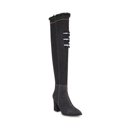 Botas de Denim con Punta Afilada para Mujer