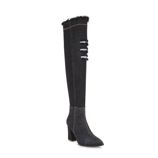 Botas de Denim con Punta Afilada para Mujer