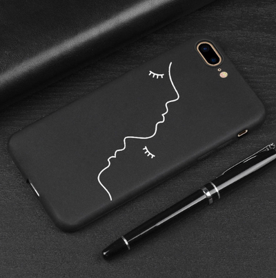 Funda Protectora Abstracta Lover Face TPU Mate Negro - Image 5