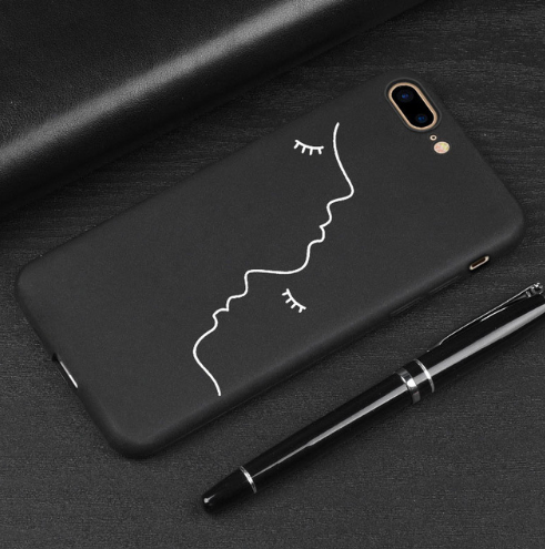 Funda Protectora Abstracta Lover Face TPU Mate Negro - Image 5