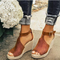 Sandalias de cuña con tejido natural