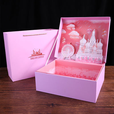 Caja de Regalo 3D Linterna Corazón Niña con Rafia y Diseño Estrellado - Image 3