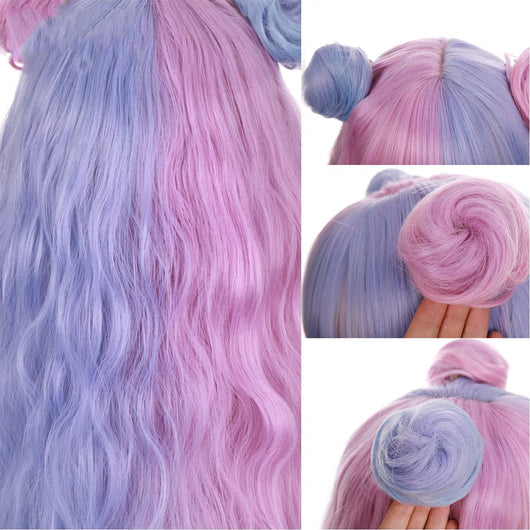 Peluca Rizada Larga en Tonos Candy - Cabello Sintético Premium - Image 4