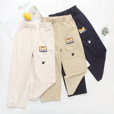 Pantalones Rectos Infantiles con Bordados Divertidos para Primavera - Image 2