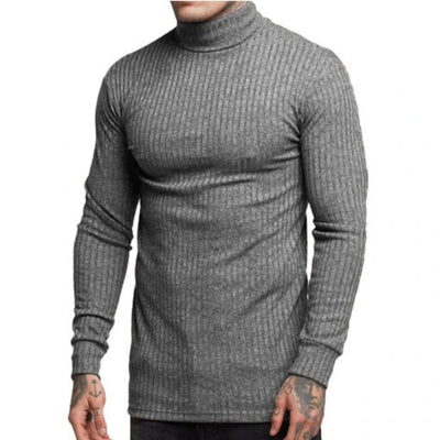 Suéter Tejido Slim Fit Cuello Alto con Rayas Retorcidas para Hombre - Image 16