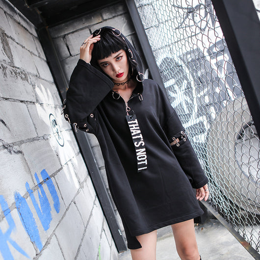 Vestido Sudadera Larga con Detalles Metal Punk - Image 2