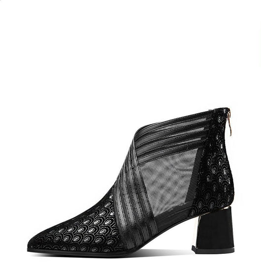 Botas de Tacón Medio con Malla Transpirable y Diseño Calado - Image 5