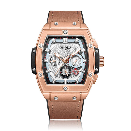 Reloj de Cuarzo Multifuncional Diseño Barril para Hombre