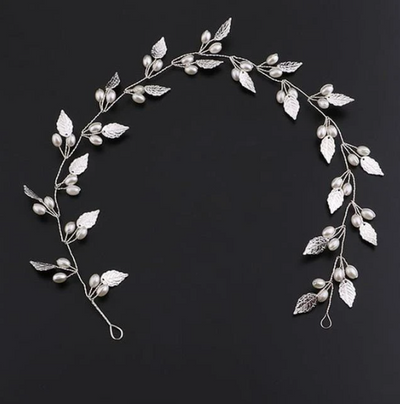 Diadema de perlas tejida a mano para novia - Image 13