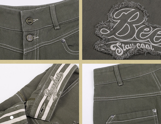 Jeans Rectos Mujer con Parche Bordado American Gothic y Orilla sin Rematar - Image 7
