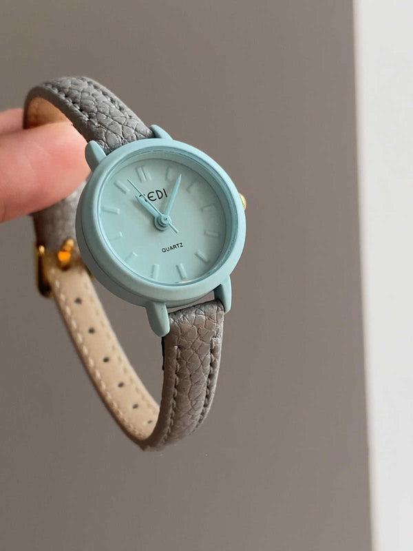 Reloj de Pulsera Minimalista Gris Azul para Mujer con Esfera Pequeña