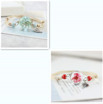 Pulsera Esfera de Cristal con Flores Secas - Diente de León y Estrellas - Image 30