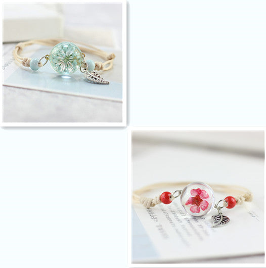 Pulsera Esfera de Cristal con Flores Secas - Diente de León y Estrellas - Image 30