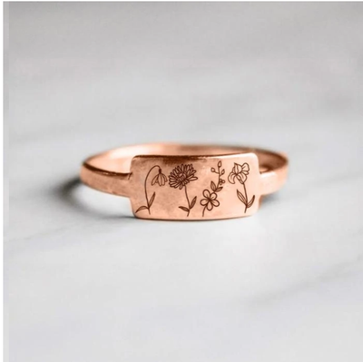 Anillo Retro de Flores del Mes de Nacimiento con Lenguaje Floral - Image 8