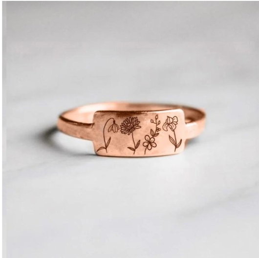 Anillo Retro de Flores del Mes de Nacimiento con Lenguaje Floral - Image 8