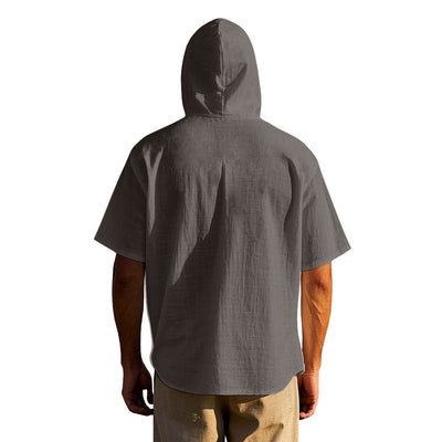 Camisa Suelta con Capucha y Manga Corta para Hombre - Image 21