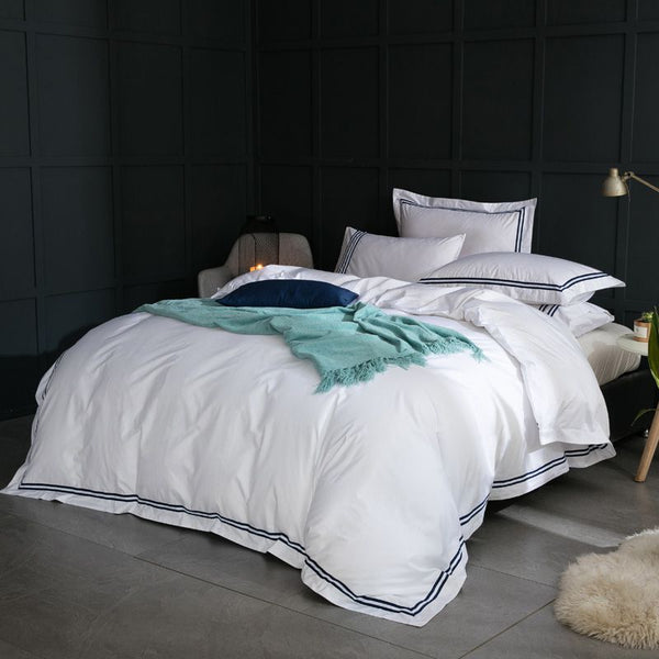 Juego de Cama Blanco 4 Piezas Algodón Puro Estilo Europeo
