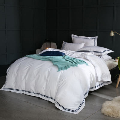 Juego de Cama Blanco 4 Piezas Algodón Puro Estilo Europeo - Image 2