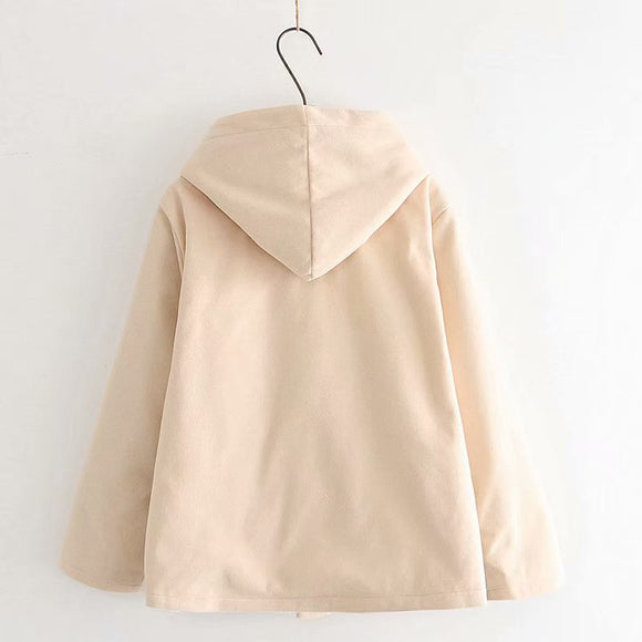 Chaqueta de Algodón con Capucha y Bordados
