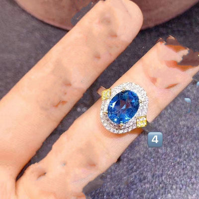 Anillo de Topacio Azul Natural - Diseño Personalidad para Mujer - Image 8