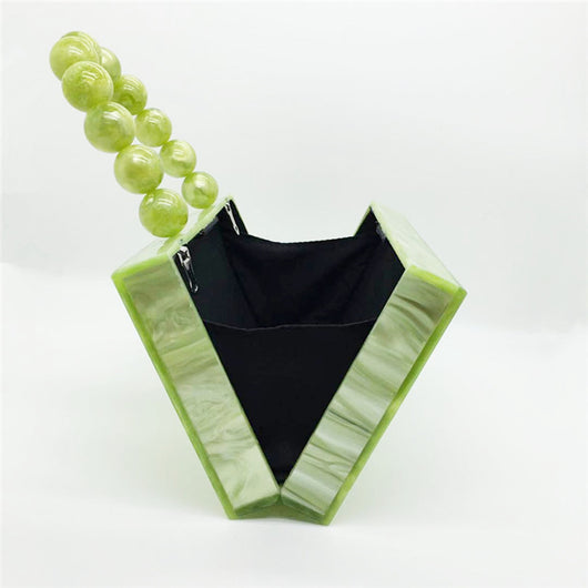 Bolso de Noche Verde Esmeralda con Asa Beaded - Cartera Cuadrada Compacta para Mujer - Image 9