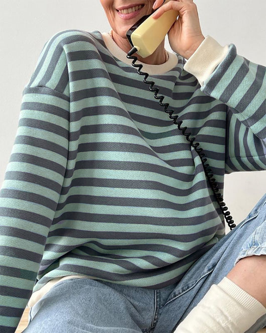 Suéter Tejido Grueso a Rayas para Mujer - Comodidad Casual - Image 8