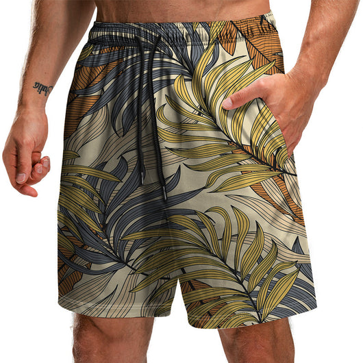 Pantalones Cortos Estampados 3D Serie Hojas Verano - Bermudas Playa Casuales para Hombre - Image 10