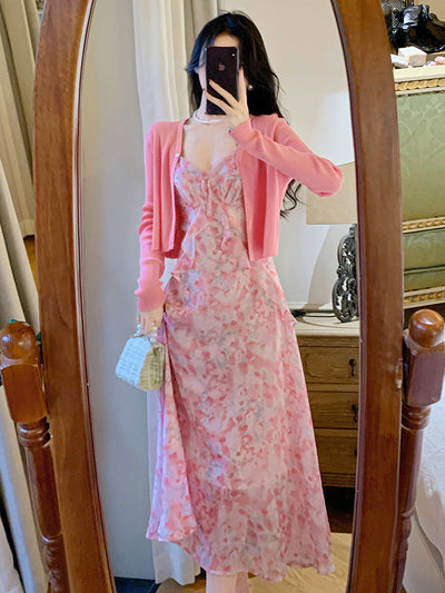 Conjunto de Dos Piezas Vestido Halter Floral Rosa - Image 11