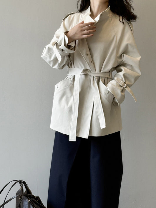 Abrigo Trench Casual Holgado con Cuello de Pie para Mujer - Image 26