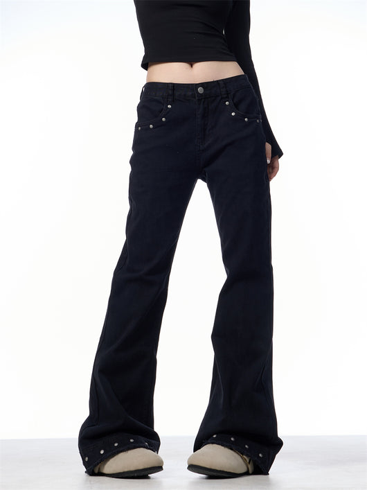 Pantalones Skinny Retro Talle Alto Elásticos con Bota Acampanada para Mujer - Image 18