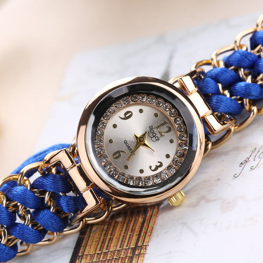 Reloj de Moda Casual para Mujer con Cadena de Cuerda Tejida y Movimiento de Cuarzo - Image 3