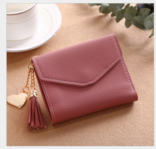 Billetera Clutch Coreana con Múltiples Compartimentos y Dije de Borla - Image 5