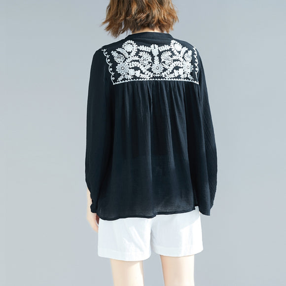 Blusa Oversized Suelta con Borlas y Bordados para Mujer