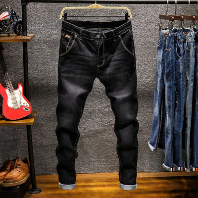 Jeans Slim Fit Elásticos de Corte Recto para Hombre