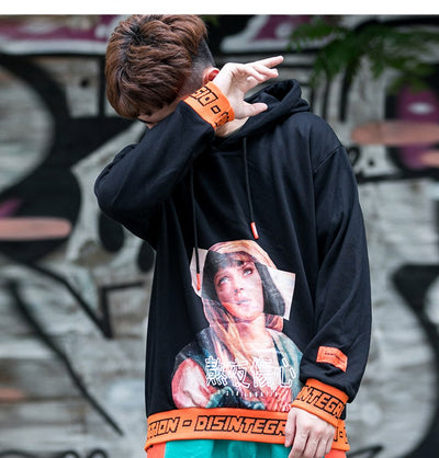 Sudadera con Capucha Retro Estampada Día y Noche - Estilo Urbano Personalidad Hombre