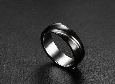 Anillo de Acero de Titanio Negro para Hombre con Diseño Twill - Image 5