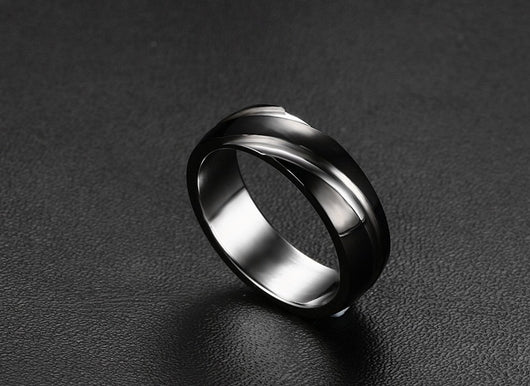 Anillo de Acero de Titanio Negro para Hombre con Diseño Twill - Image 5
