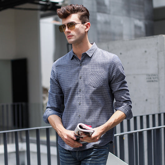 Camisa a Cuadros Casual de Manga Larga para Hombre - Image 8