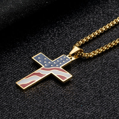 Collar Patriótico con Cruz y Bandera