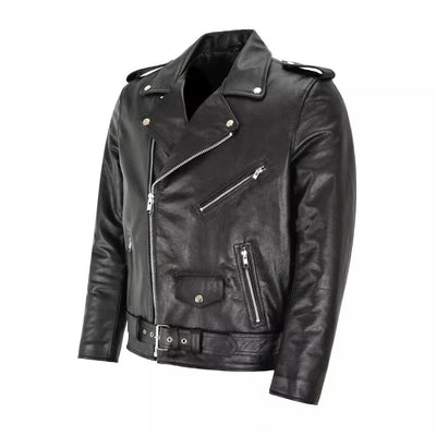 Chaqueta de Cuero para Motociclista - Estilo Clásico y Protección - Image 3